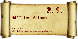 Málics Vilmos névjegykártya