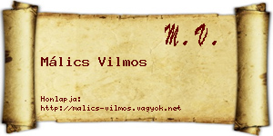 Málics Vilmos névjegykártya